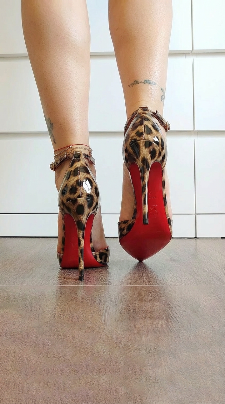 Vivianna | Animal Print Heels with Red Details