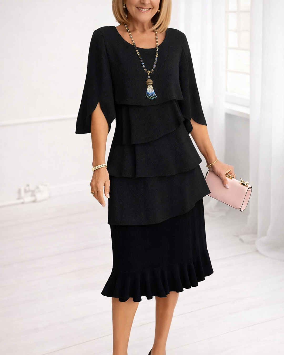 Staci | Elegant Comfort Ruffle Dress