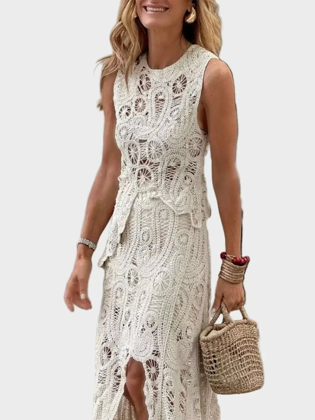 Elinor - Crochet Sleeveless Tank and Skirt Set