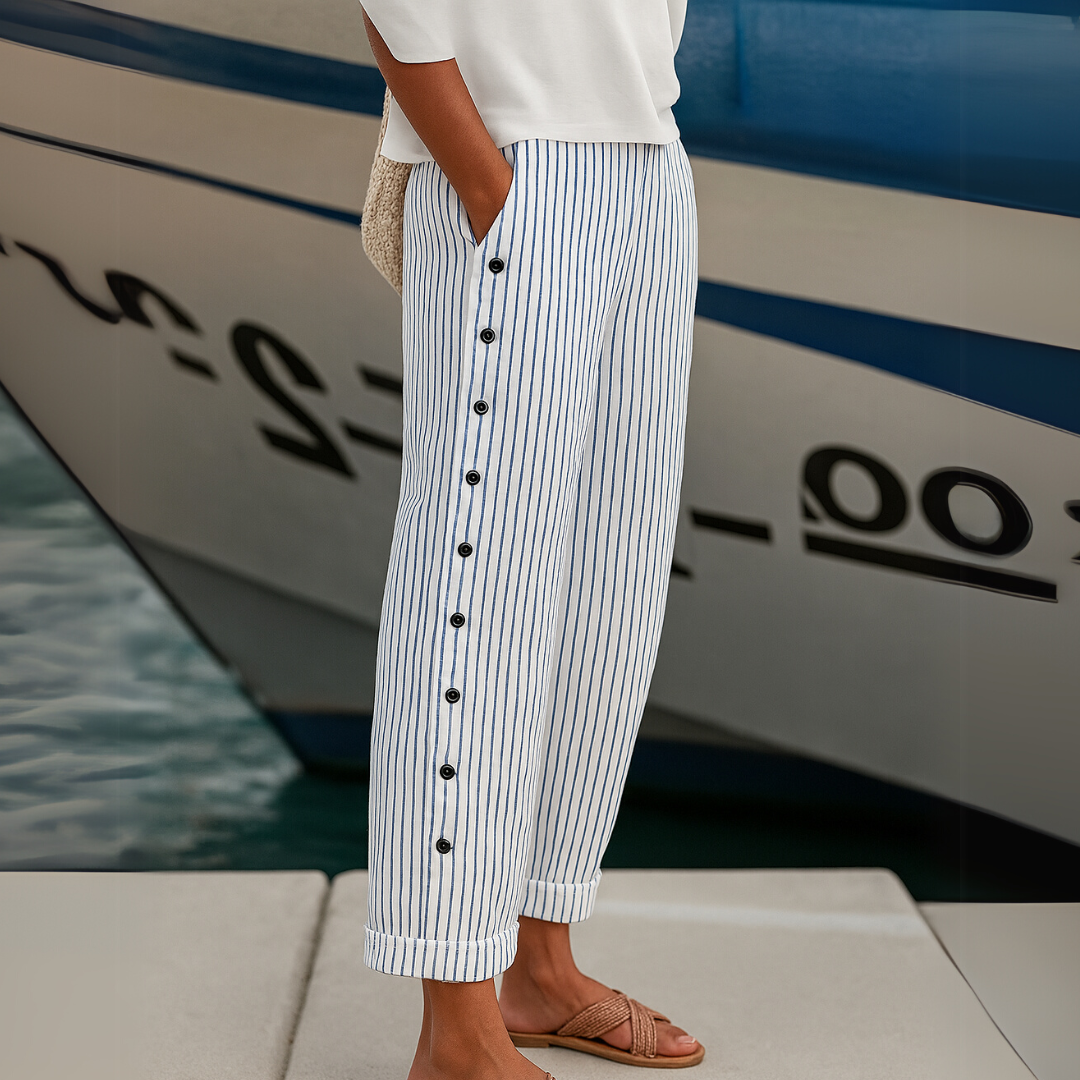 Vianne | Striped Button Pants