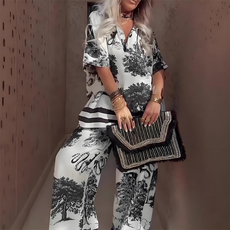 Mavi | V-Neck Two-Piece Set